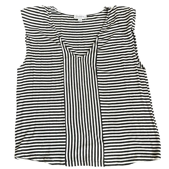 Evereve Women's Laney Stripe Mix Tank Black White Size Medium - Picture 1 of 6